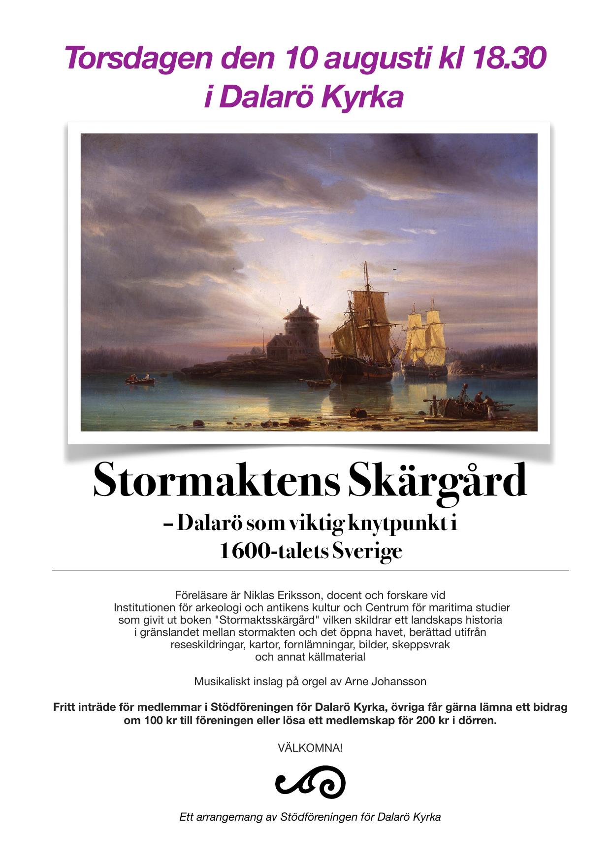 Affisch: Stormaktens Skärgård — föredrag av Niklas Eriksson