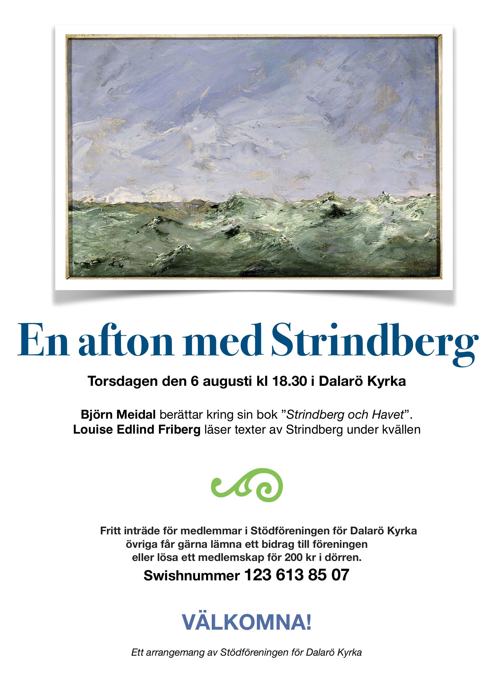 Affisch — En afton med Strindberg, 6 augusti 2026 i Dalarö kyrka