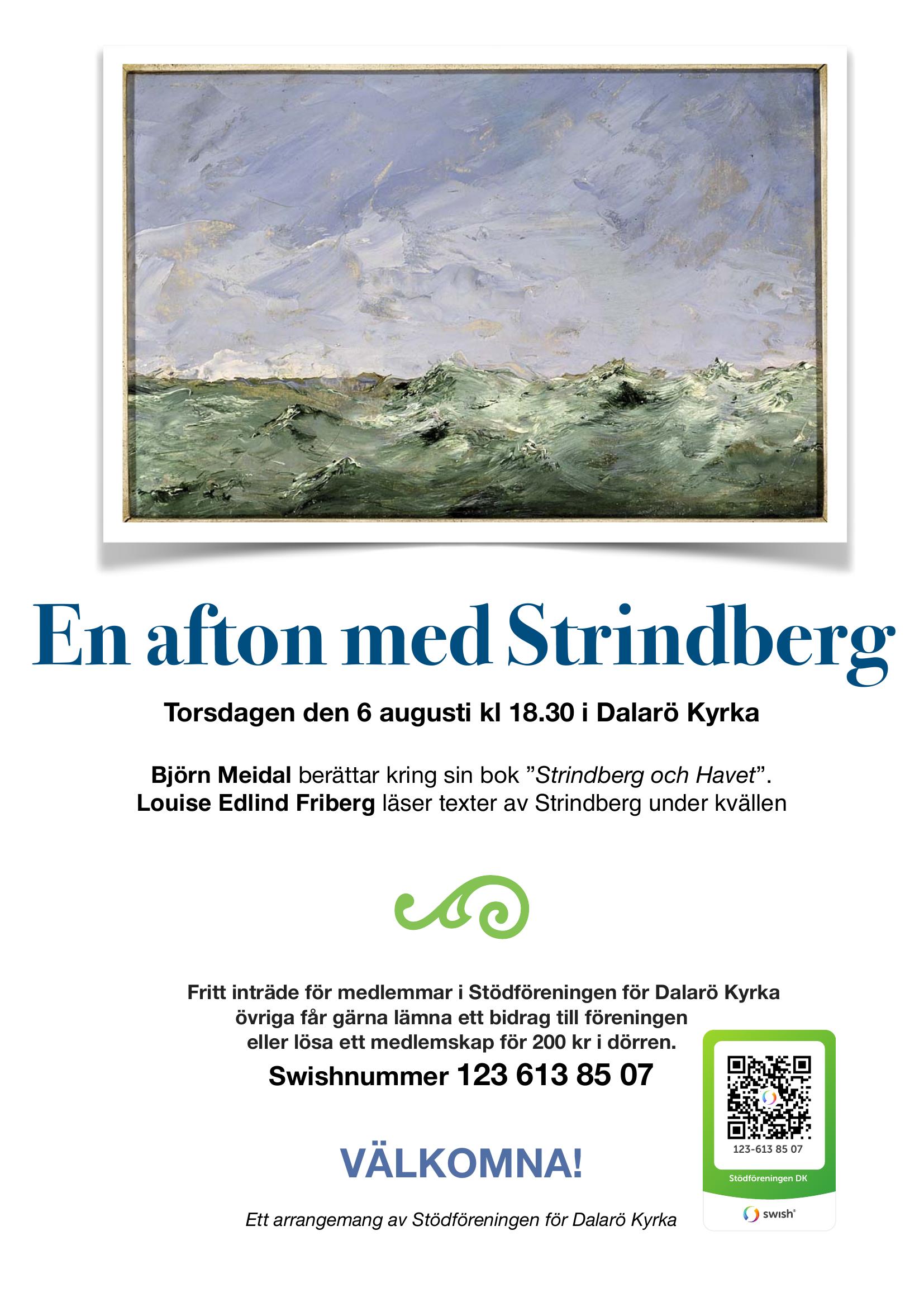 Affisch — En afton med Strindberg, 6 augusti 2026 i Dalarö kyrka